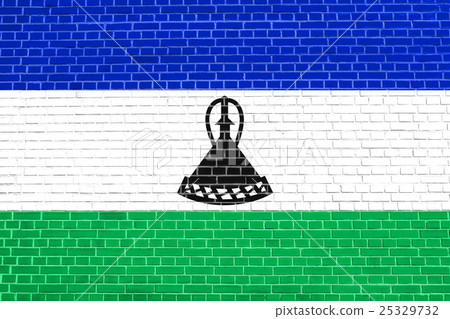 Flag of Lesotho on brick wall texture background Flag of Lesotho on brick wall texture background 25329732