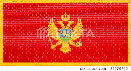 Flag of Montenegro, brick wall texture background Flag of Montenegro, brick wall texture background 25329733