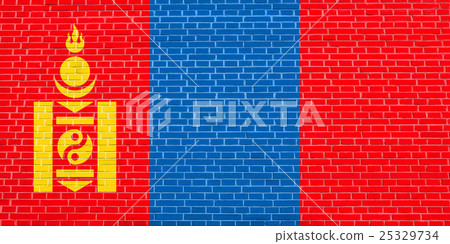 Flag of Mongolia on brick wall texture background Flag of Mongolia on brick wall texture background 25329734