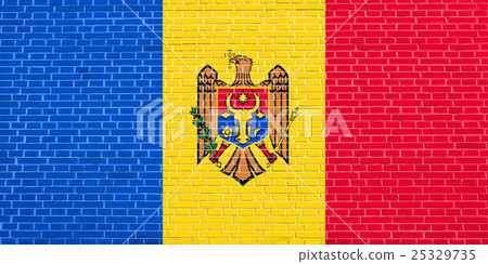 Flag of Moldova on brick wall texture background 25329735