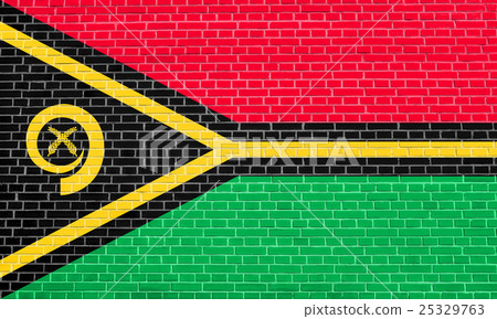 Flag of Vanuatu on brick wall texture background 25329763