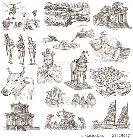 Vietnam. Pictures of Life. Hand drawn collection. 25329927