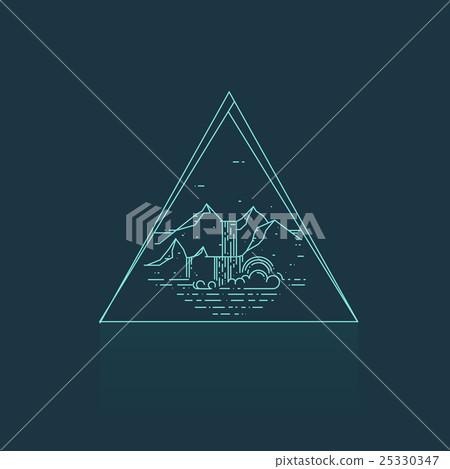 Vector line emblem with mountain landscape and 25330347