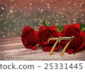 birthday concept with red roses on wooden desk 25331445