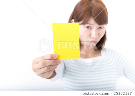 Young lady, yellow card 25332157