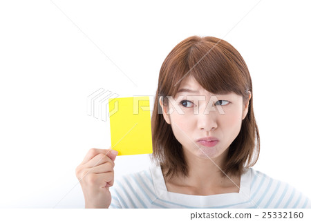 Young lady, yellow card 25332160