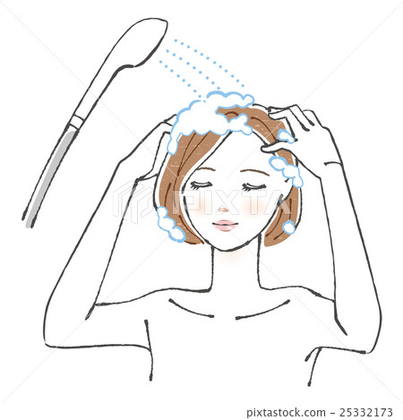 Women washing away shampoo 25332173