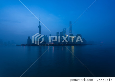 Shanghai city at morning in foggy day in China. Shanghai city at morning in foggy day in China. 25332517