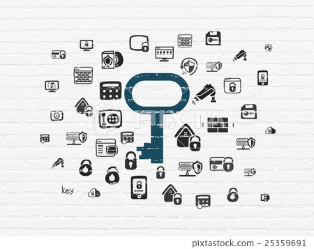 Protection concept: Key on wall background 25359691