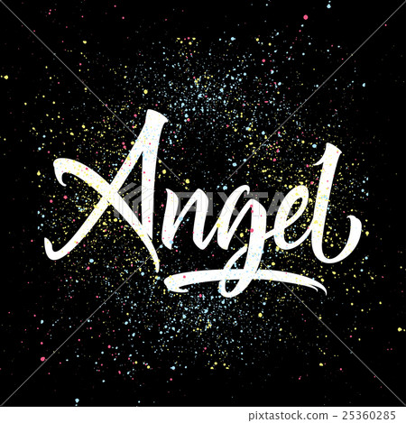 T-shirt printing. Angel. calligraphy lettering. - Stock