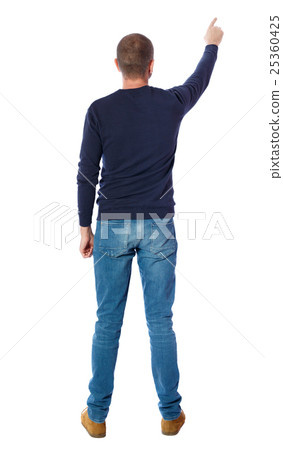 Back view of pointing young men in shirt and Back view of pointing young men in shirt and 25360425