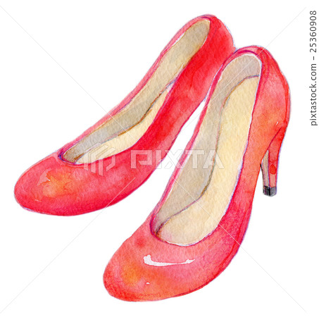 Watercolor illustration red high heel - Stock Illustration [25360908 ...