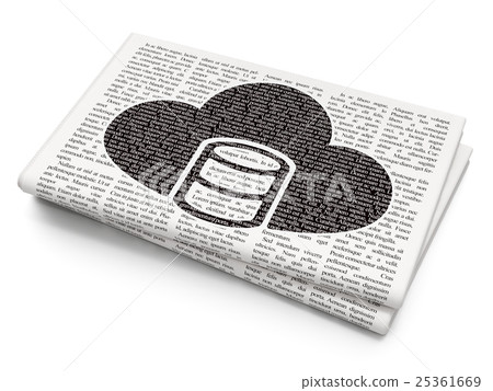 Software concept: Database With Cloud on Newspaper Software concept: Database With Cloud on Newspaper 25361669