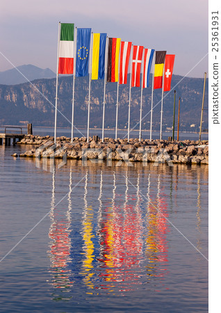European Flags - Garda Lake Cisano Italy European Flags - Garda Lake Cisano Italy 25361931