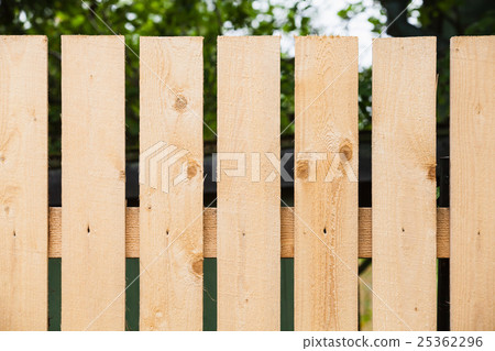 Fragment of new wooden fence in garden Fragment of new wooden fence in garden 25362296