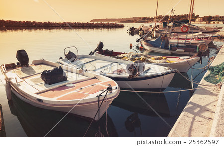 Old wooden fishing boats moored in bay of Tsilivi 25362597