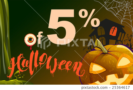 5 percent discount Halloween. Sales pumpkin 25364617