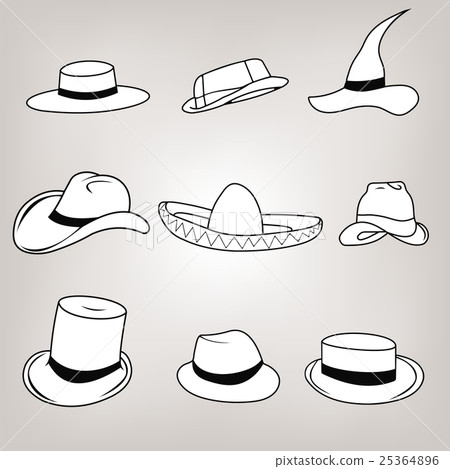 Vector Icon Set hats - sombrero, cylinder, passpor 25364896