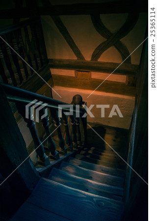Interior capture of wooden steps in an old house 25365114