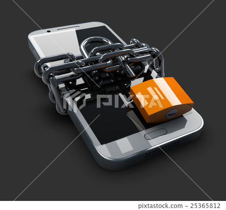 Unlocked phone isolated on a black background 25365812