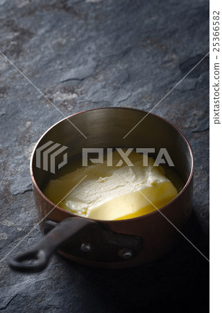 Melted butter in the stewpan on the background Melted butter in the stewpan on the background 25366582