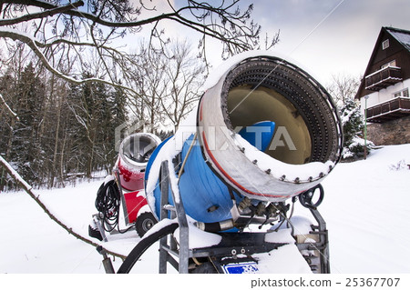 Snow making machine, cannon, blower, at ski resort 25367707