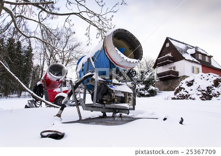 Snow making machine, cannon, blower, at ski resort 25367709