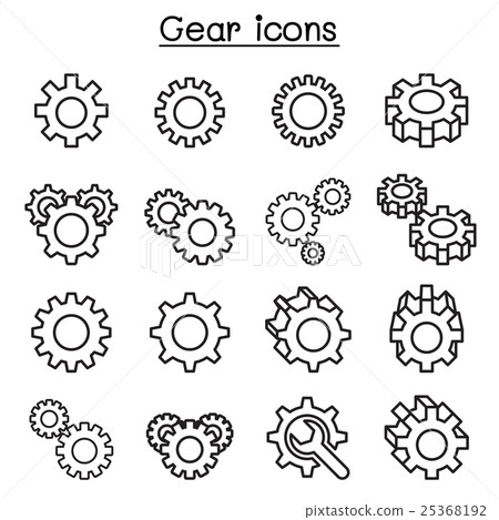 Gear & Repair icon set in thin line style - Stock Illustration ...