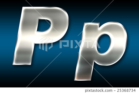 炫彩3D字體在黑暗的背景：字母P（高分辨率 3D CG 渲染∕著色插圖） 25368734