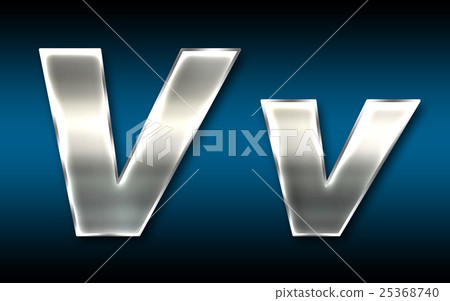 炫彩3D字體在黑暗的背景：字母V（高分辨率 3D CG 渲染∕著色插圖） 25368740