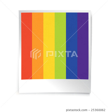 Instant blank photo template with rainbow picture 25368862