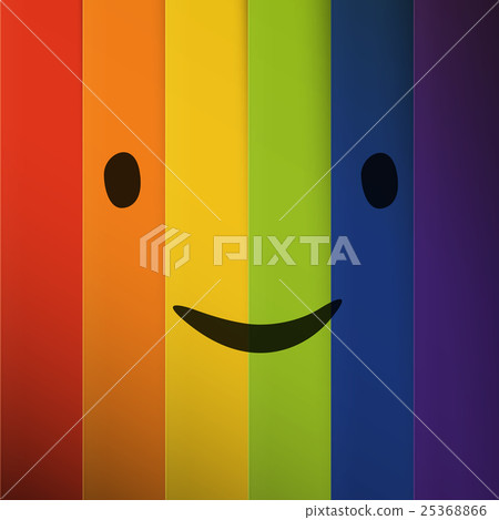 Cartoon smiling face on abstract colorful rainbow Cartoon smiling face on abstract colorful rainbow 25368866