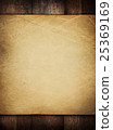Grunge beige paper on old weathered wood planks  25369169