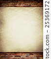 Grunge beige paper on old weathered brick wall  25369172