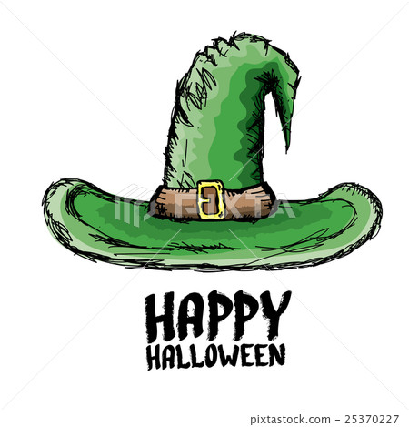 green witch hat isolated on white. 25370227