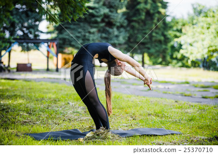 Young sport girl do yoga in the park, asian beauty Young sport girl do yoga in the park, asian beauty 25370710
