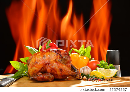 Roast chicken and various vegetables Roast chicken and various vegetables 25374267