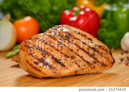 Roast chicken breast and various vegetables Roast chicken breast and various vegetables 25374435