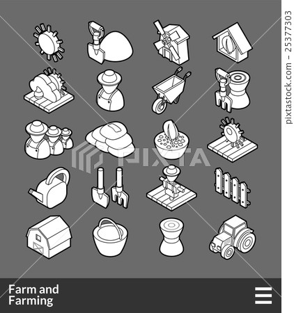 Isometric outline icons set 25377303