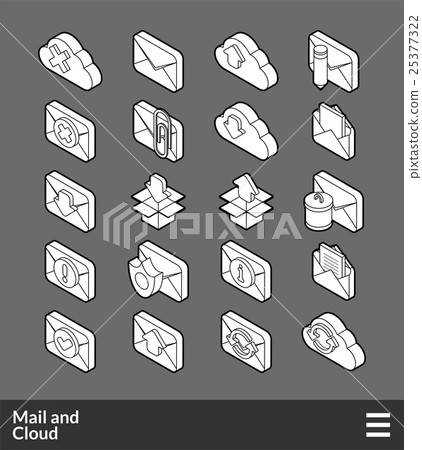 Isometric outline icons set 25377322
