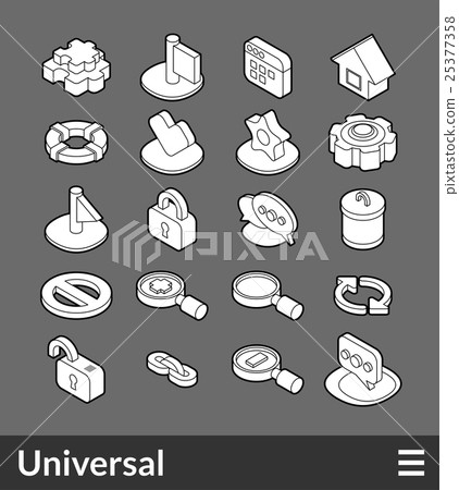 Isometric outline icons set Isometric outline icons set 25377358