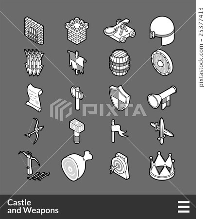 Isometric outline icons set 25377413