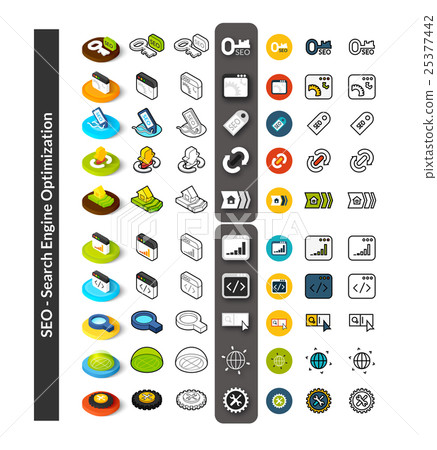 Set of icons in different style - isometric flat 25377442