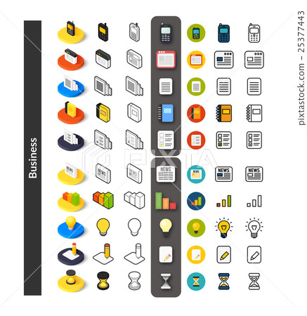 Set of icons in different style - isometric flat 25377443