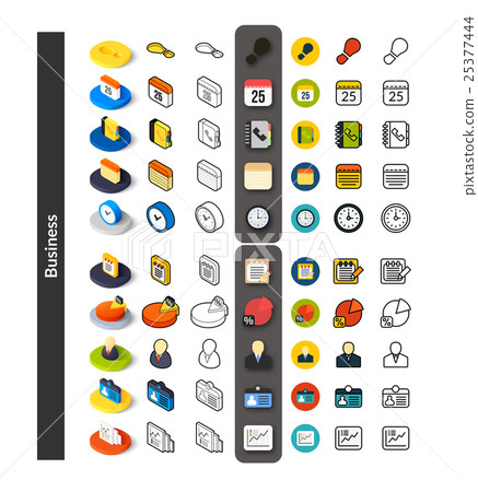 Set of icons in different style - isometric flat 25377444