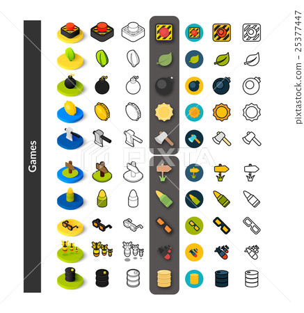 Set of icons in different style - isometric flat - Stock Illustration ...