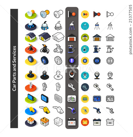 Set of icons in different style - isometric flat Set of icons in different style - isometric flat 25377505