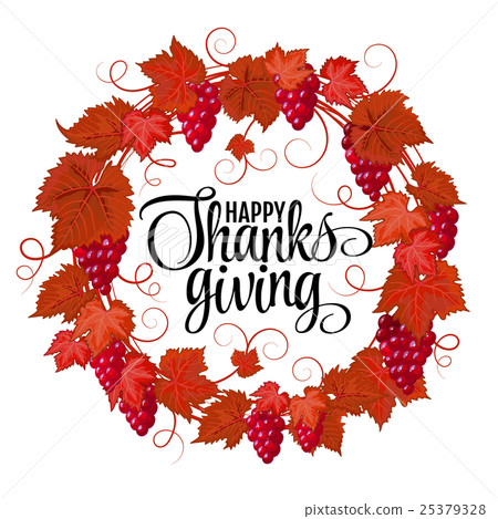 Happy Thanksgiving with text greeting and autumn 25379328