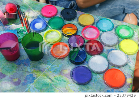 Water paints and paint brush Water paints and paint brush 25379429