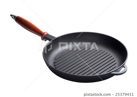 Frying cast-iron skillet isolated white background Frying cast-iron skillet isolated white background 25379431